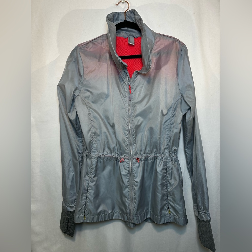 Women's Gray Nylon Windbreaker Jacket